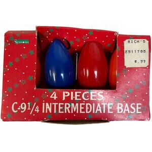 NIB Box of 4 Christmas Lights for Outdoor Use C9 1/4 Xmas Lamps Orange Blue Red